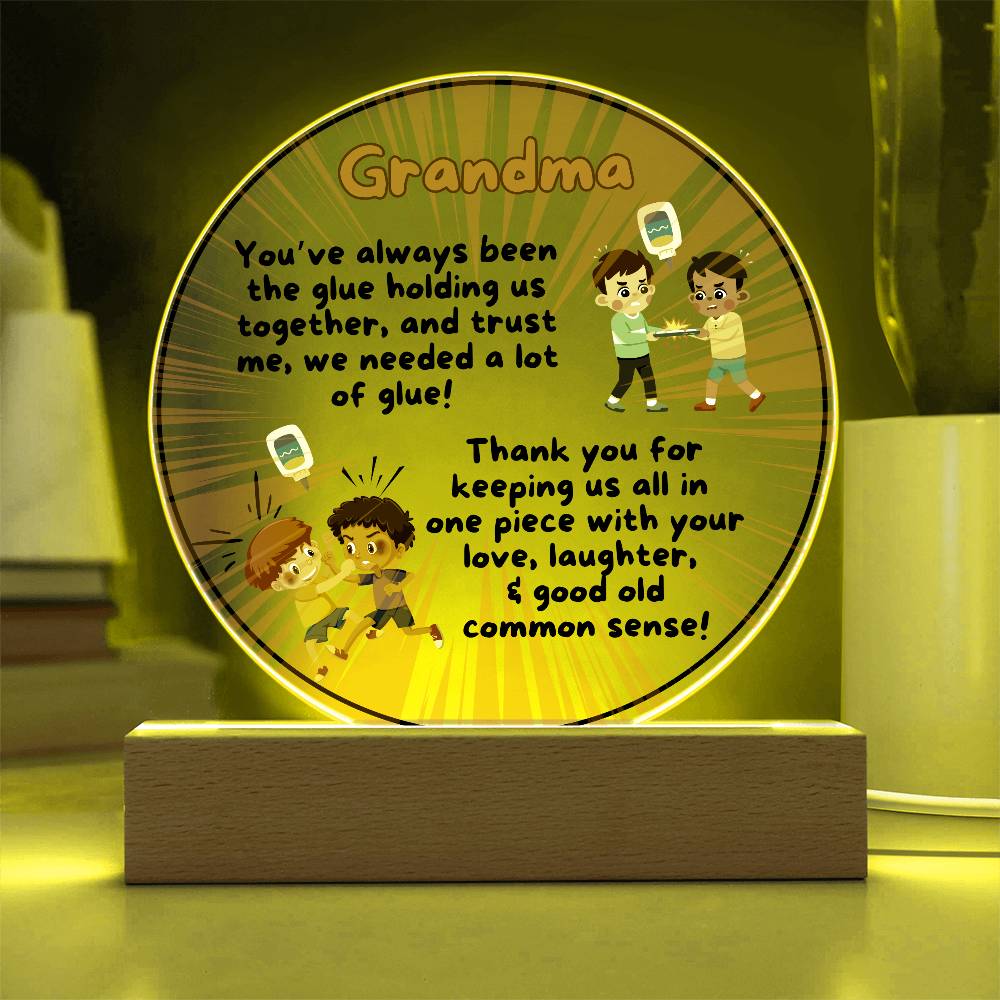 Grandparent day Gift for Nana | Thoughtful Cute present for Grammy who has everything | LED Acrylic Plaque | Common Sense Nonna