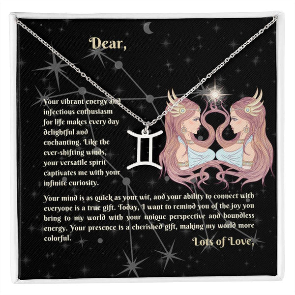 Astrology Gift for Women: GEMINI Zodiac Sign Pendant - Perfect Horoscope Jewelry