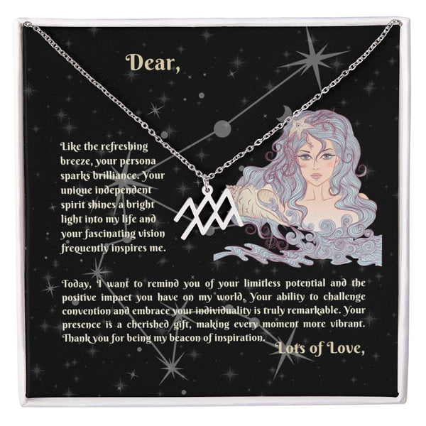 Astrology Gift for Women: AQUARIUS Zodiac Sign Pendant - Perfect Horoscope Jewelry