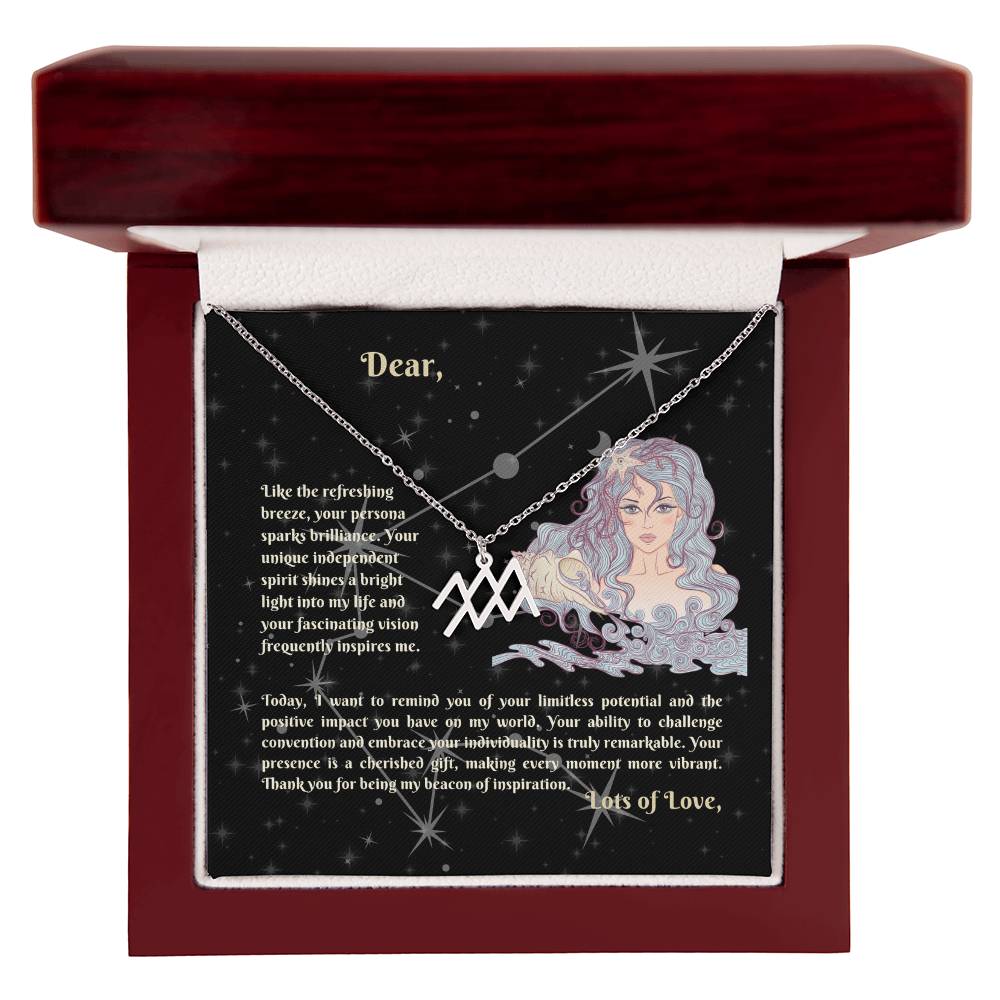 Astrology Gift for Women: AQUARIUS Zodiac Sign Pendant - Perfect Horoscope Jewelry