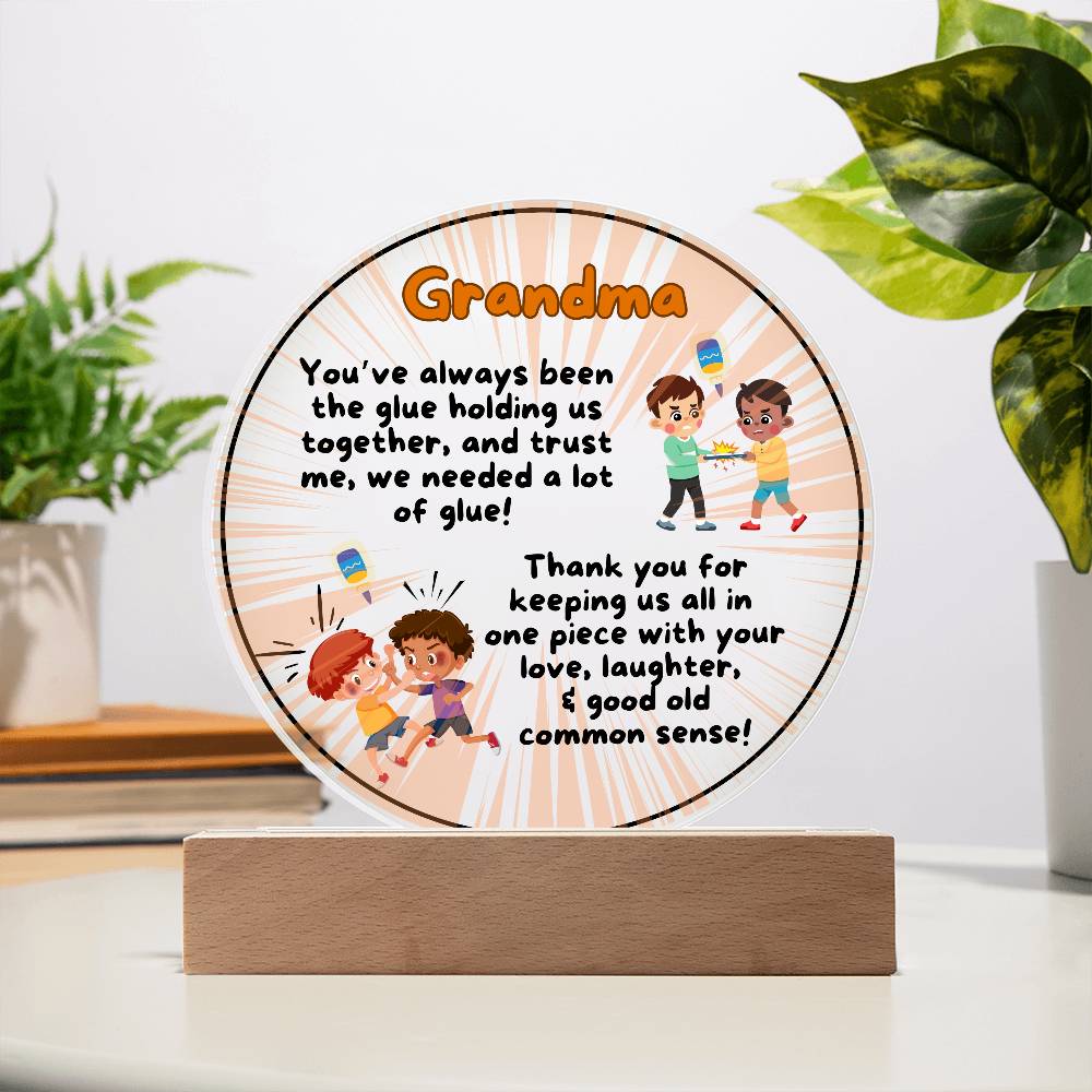 Grandparent day Gift for Nana | Thoughtful Cute present for Grammy who has everything | LED Acrylic Plaque | Common Sense Nonna