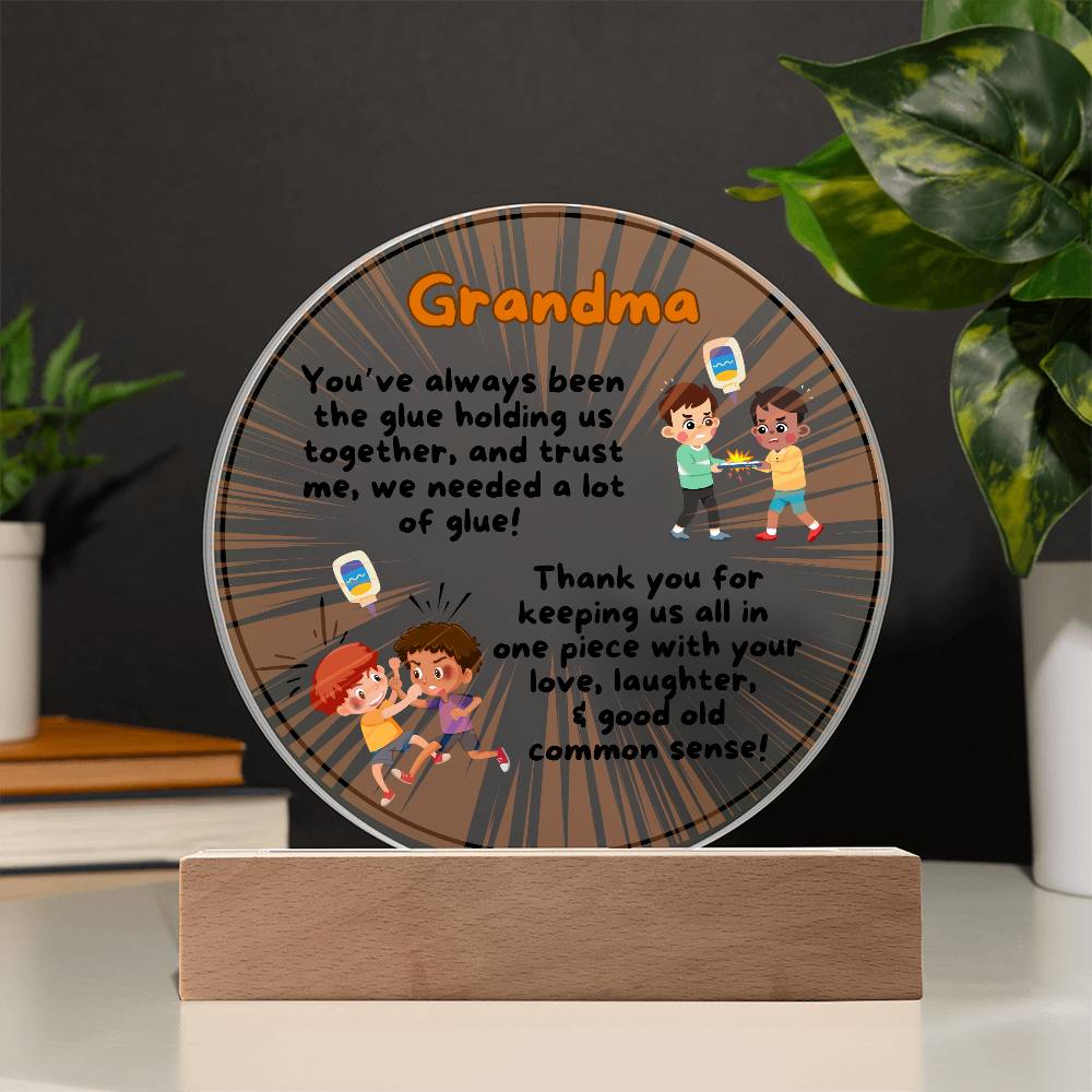 Grandparent day Gift for Nana | Thoughtful Cute present for Grammy who has everything | LED Acrylic Plaque | Common Sense Nonna