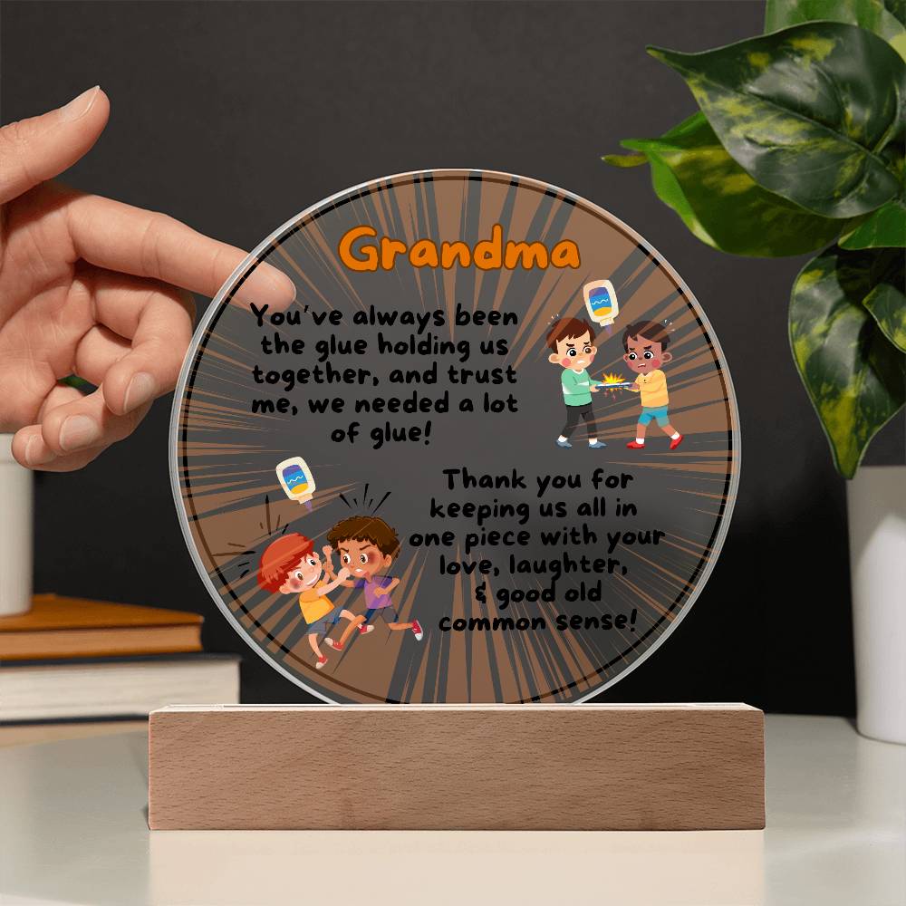 Grandparent day Gift for Nana | Thoughtful Cute present for Grammy who has everything | LED Acrylic Plaque | Common Sense Nonna