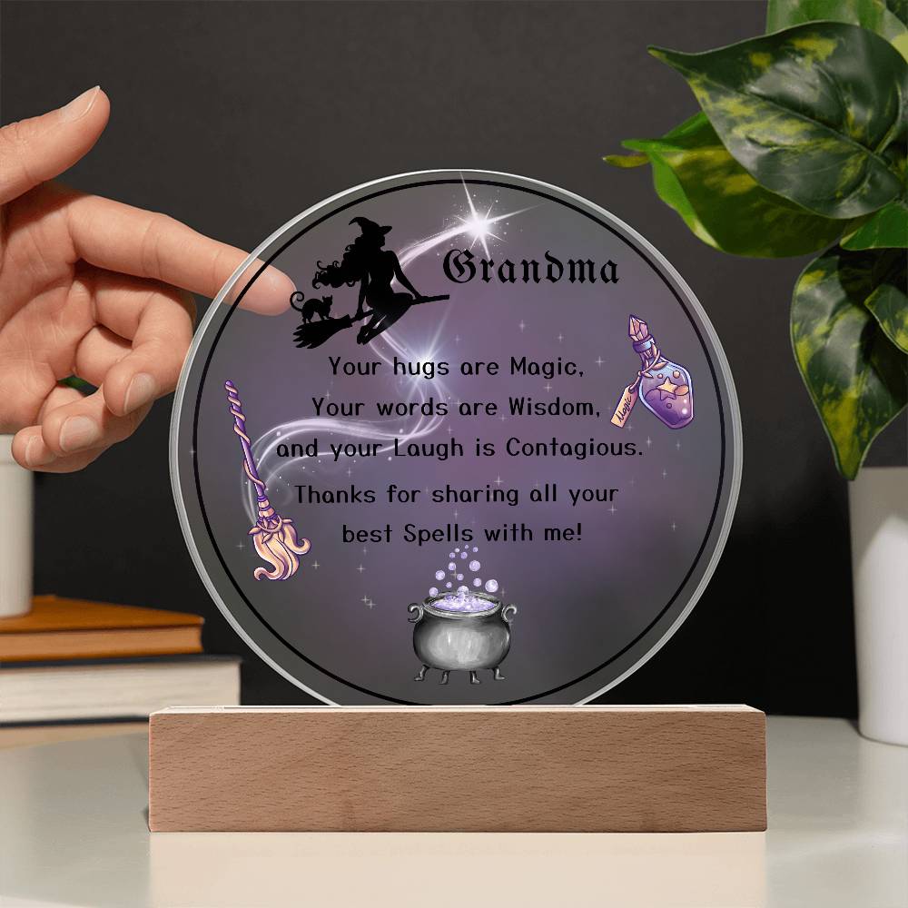 Grandparent day Gift for Nana | Thoughtful Cute present for Grammy who has everything | LED Acrylic Plaque | Magic Spells