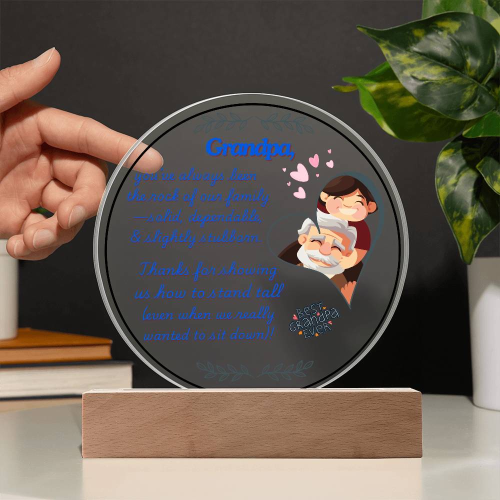 Grandparent day Gift for Gramps | Thoughtful Cute present for Grandpa who has everything | LED Acrylic Plaque | Standing Tall