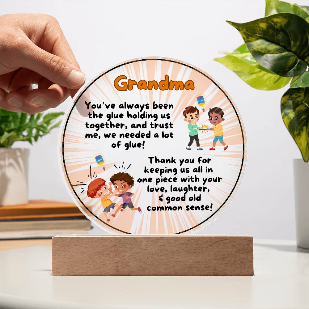 Grandparent day Gift for Nana | Thoughtful Cute present for Grammy who has everything | LED Acrylic Plaque | Common Sense Nonna