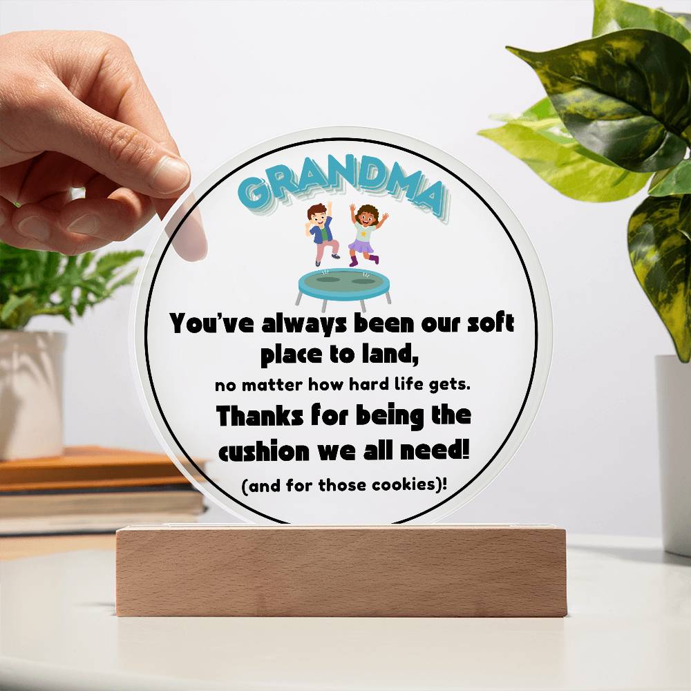 Grandparent day Gift for Nana | Thoughtful Cute present for Grammy who has everything | LED Acrylic Plaque | A Place to Land