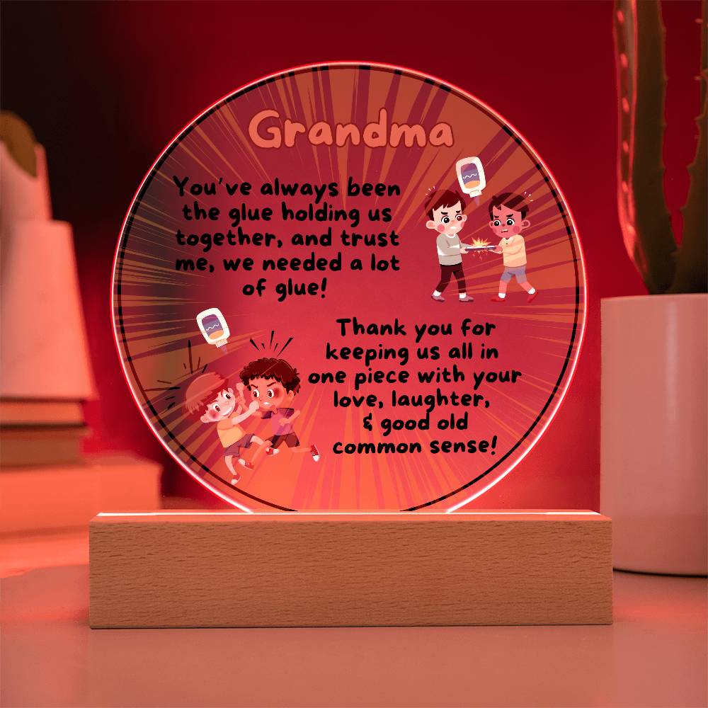 Grandparent day Gift for Nana | Thoughtful Cute present for Grammy who has everything | LED Acrylic Plaque | Common Sense Nonna