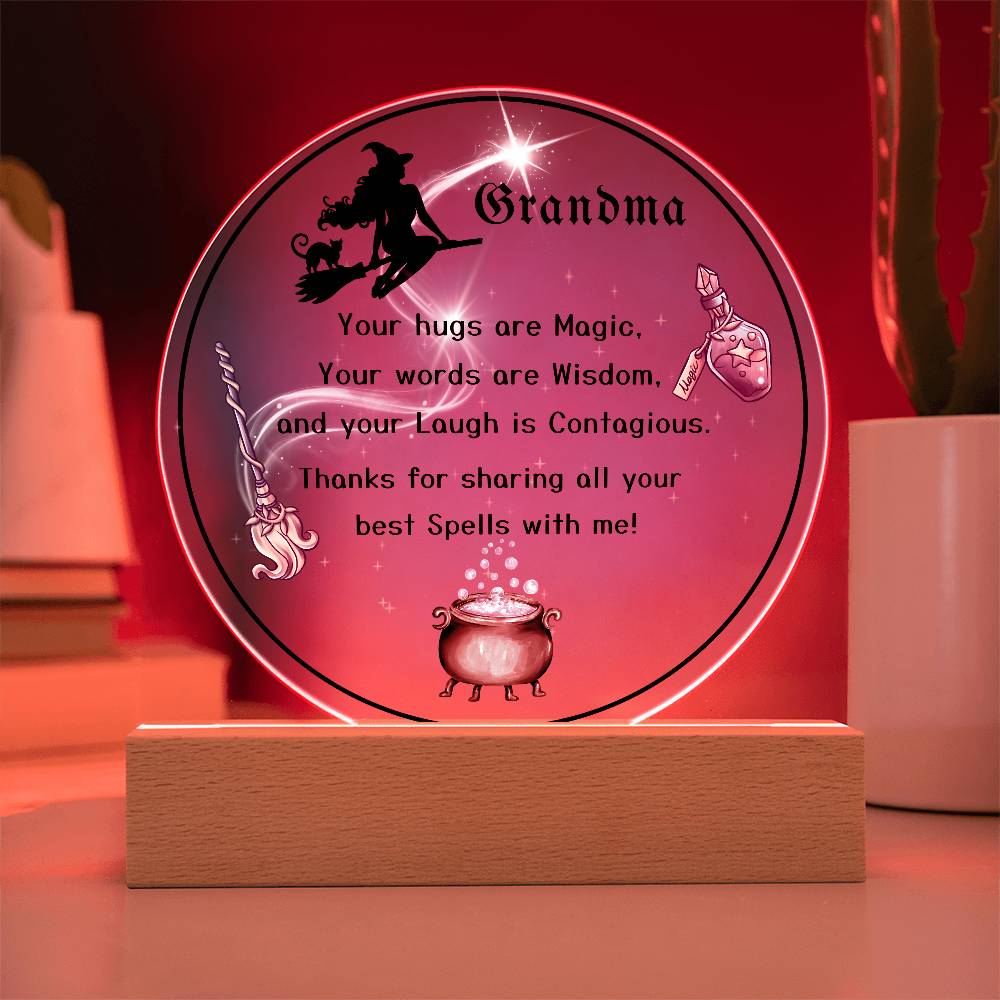 Grandparent day Gift for Nana | Thoughtful Cute present for Grammy who has everything | LED Acrylic Plaque | Magic Spells