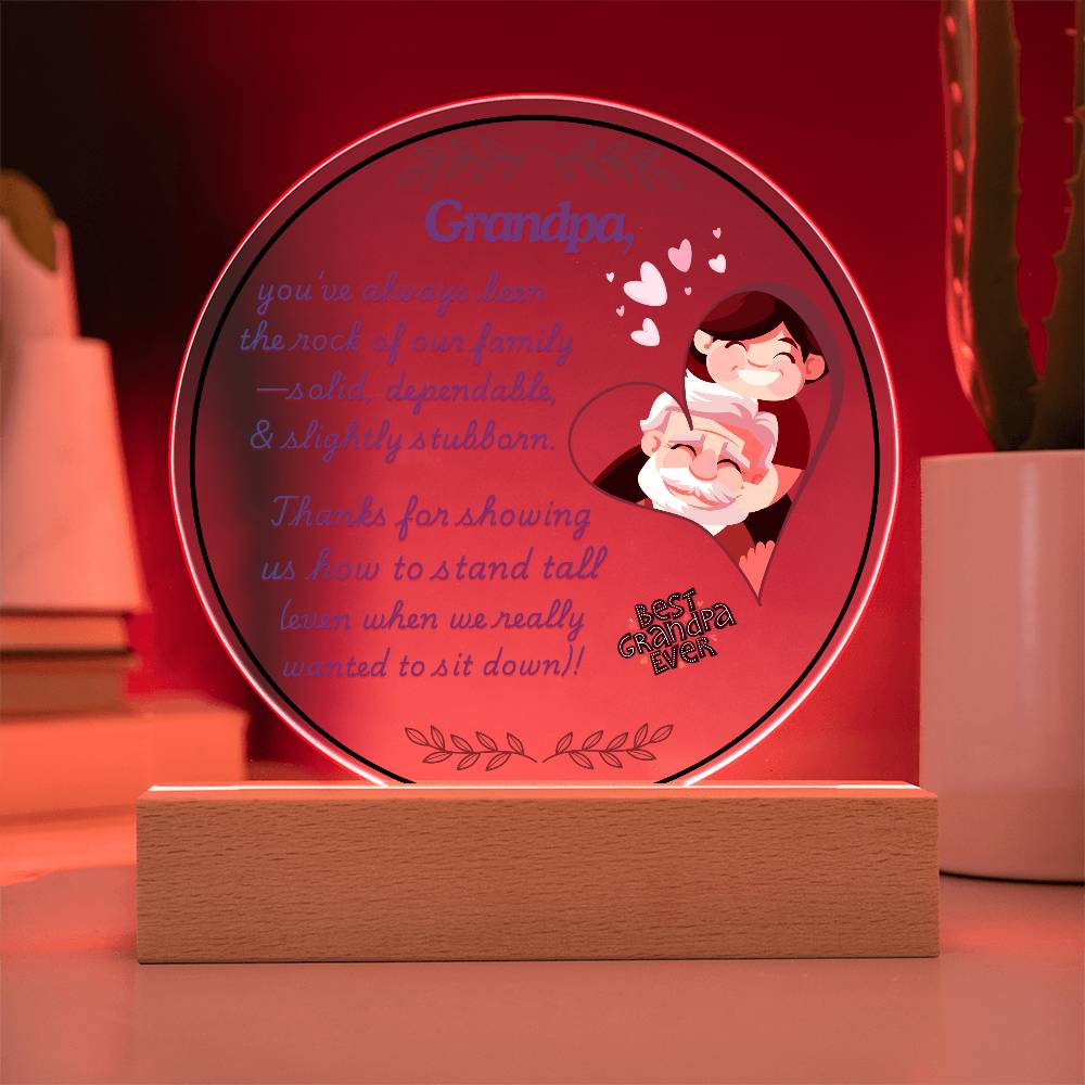 Grandparent day Gift for Gramps | Thoughtful Cute present for Grandpa who has everything | LED Acrylic Plaque | Standing Tall