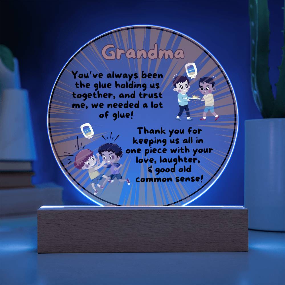 Grandparent day Gift for Nana | Thoughtful Cute present for Grammy who has everything | LED Acrylic Plaque | Common Sense Nonna