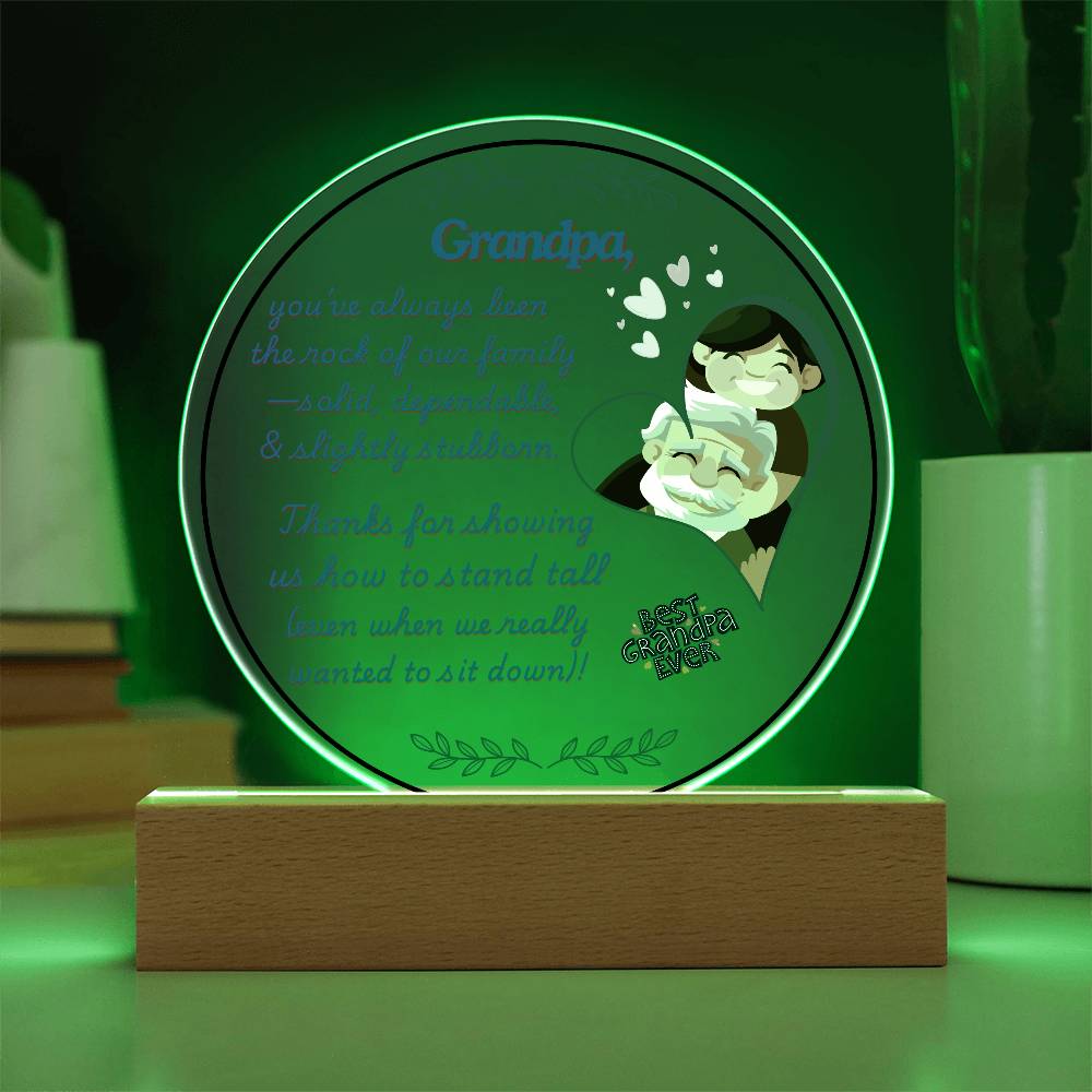 Grandparent day Gift for Gramps | Thoughtful Cute present for Grandpa who has everything | LED Acrylic Plaque | Standing Tall
