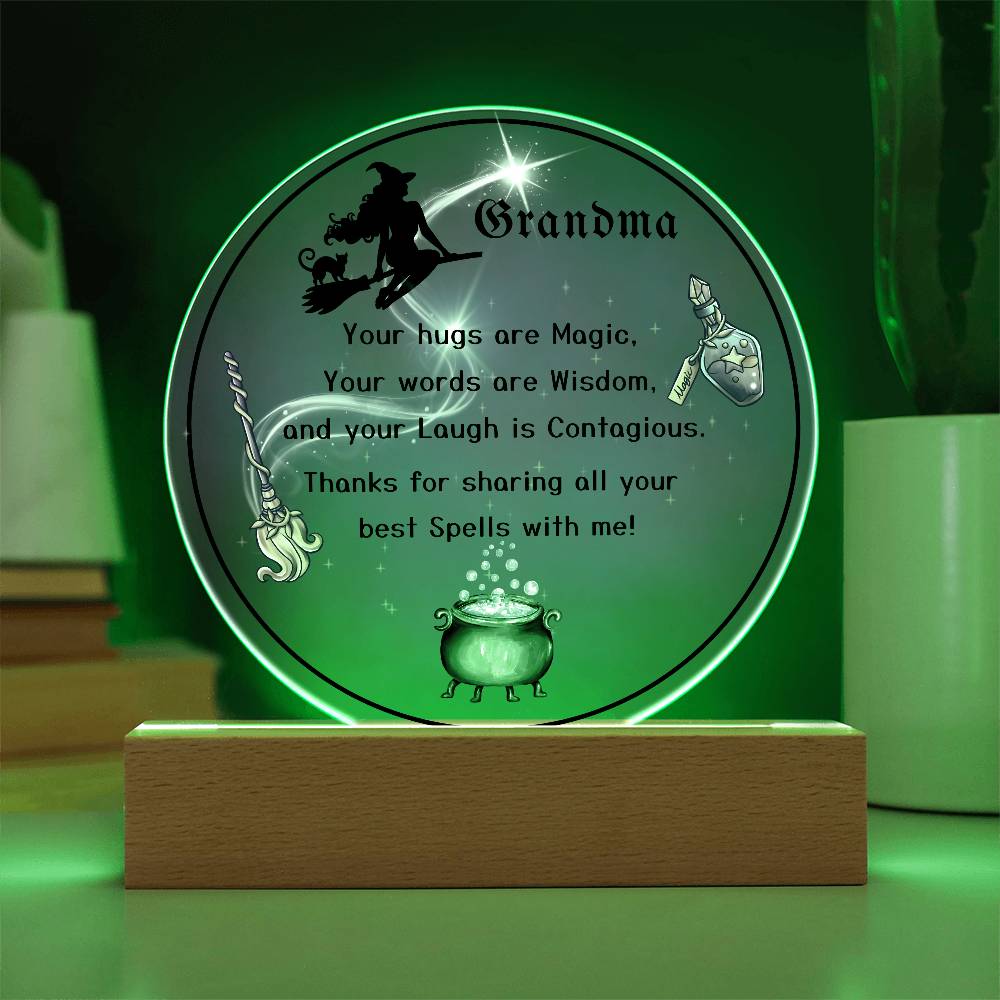 Grandparent day Gift for Nana | Thoughtful Cute present for Grammy who has everything | LED Acrylic Plaque | Magic Spells