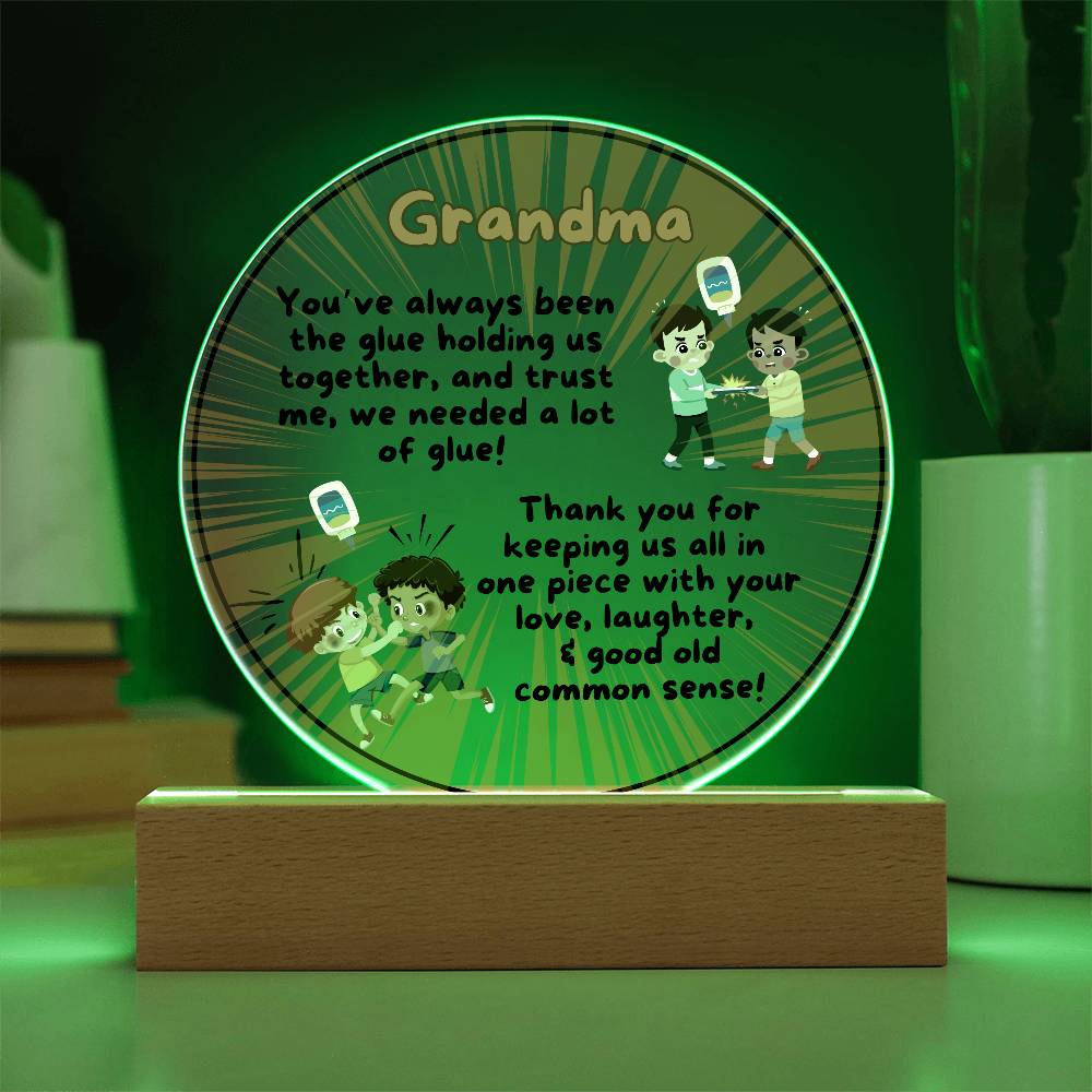 Grandparent day Gift for Nana | Thoughtful Cute present for Grammy who has everything | LED Acrylic Plaque | Common Sense Nonna