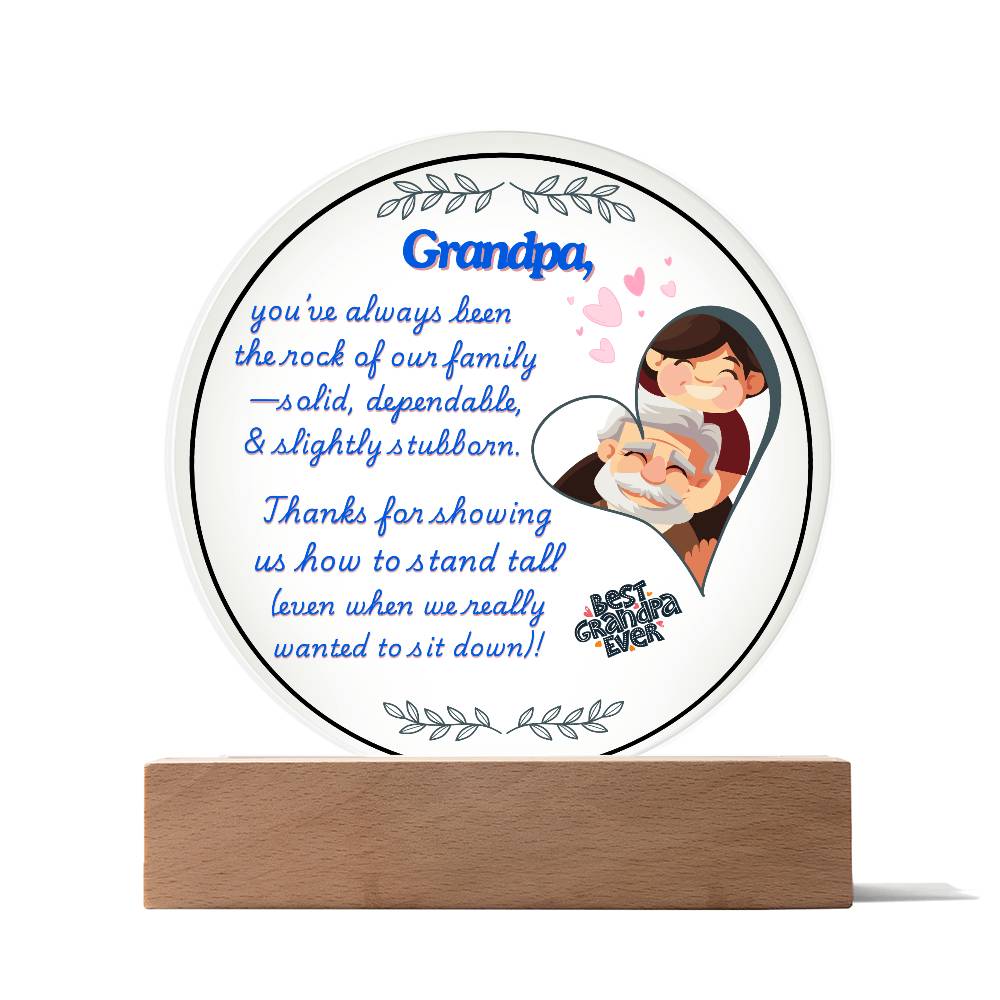 Grandparent day Gift for Gramps | Thoughtful Cute present for Grandpa who has everything | LED Acrylic Plaque | Standing Tall