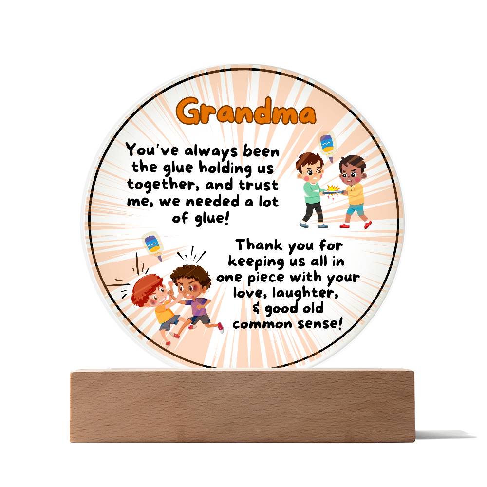 Grandparent day Gift for Nana | Thoughtful Cute present for Grammy who has everything | LED Acrylic Plaque | Common Sense Nonna
