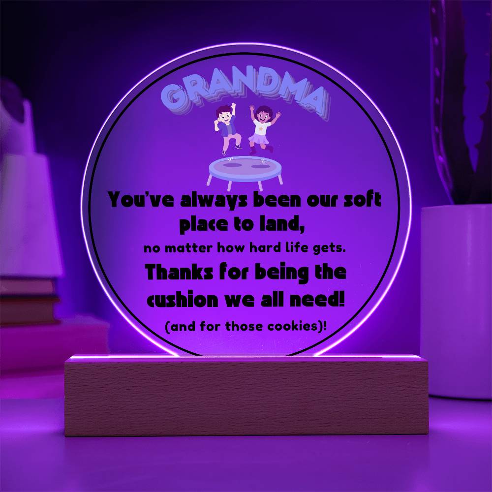 Grandparent day Gift for Nana | Thoughtful Cute present for Grammy who has everything | LED Acrylic Plaque | A Place to Land