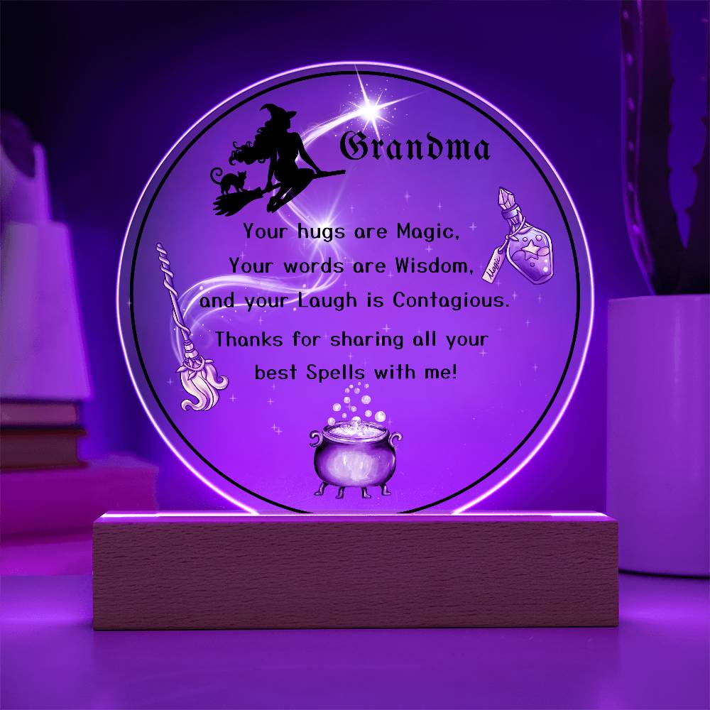 Grandparent day Gift for Nana | Thoughtful Cute present for Grammy who has everything | LED Acrylic Plaque | Magic Spells