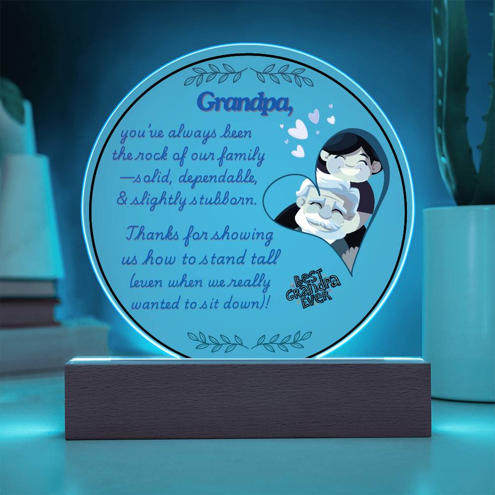 Grandparent day Gift for Gramps | Thoughtful Cute present for Grandpa who has everything | LED Acrylic Plaque | Standing Tall