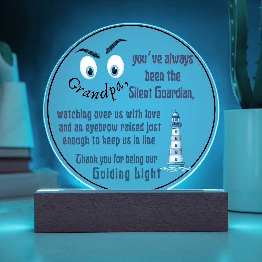 Grandparent day Gift for Gramps | Thoughtful Cute present for Grandpa who has everything | LED Acrylic Plaque | Raised Eyebrows