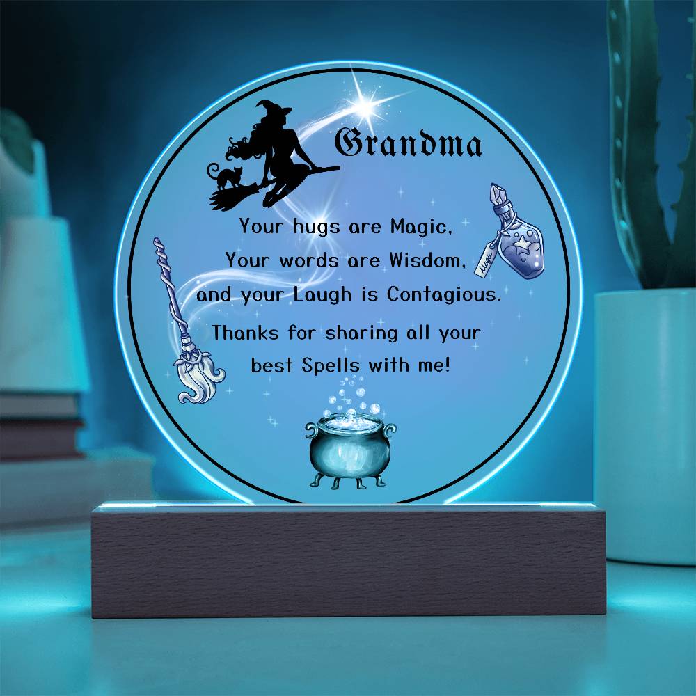 Grandparent day Gift for Nana | Thoughtful Cute present for Grammy who has everything | LED Acrylic Plaque | Magic Spells