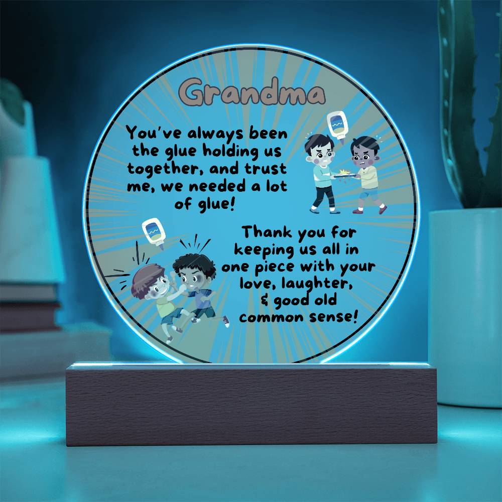 Grandparent day Gift for Nana | Thoughtful Cute present for Grammy who has everything | LED Acrylic Plaque | Common Sense Nonna