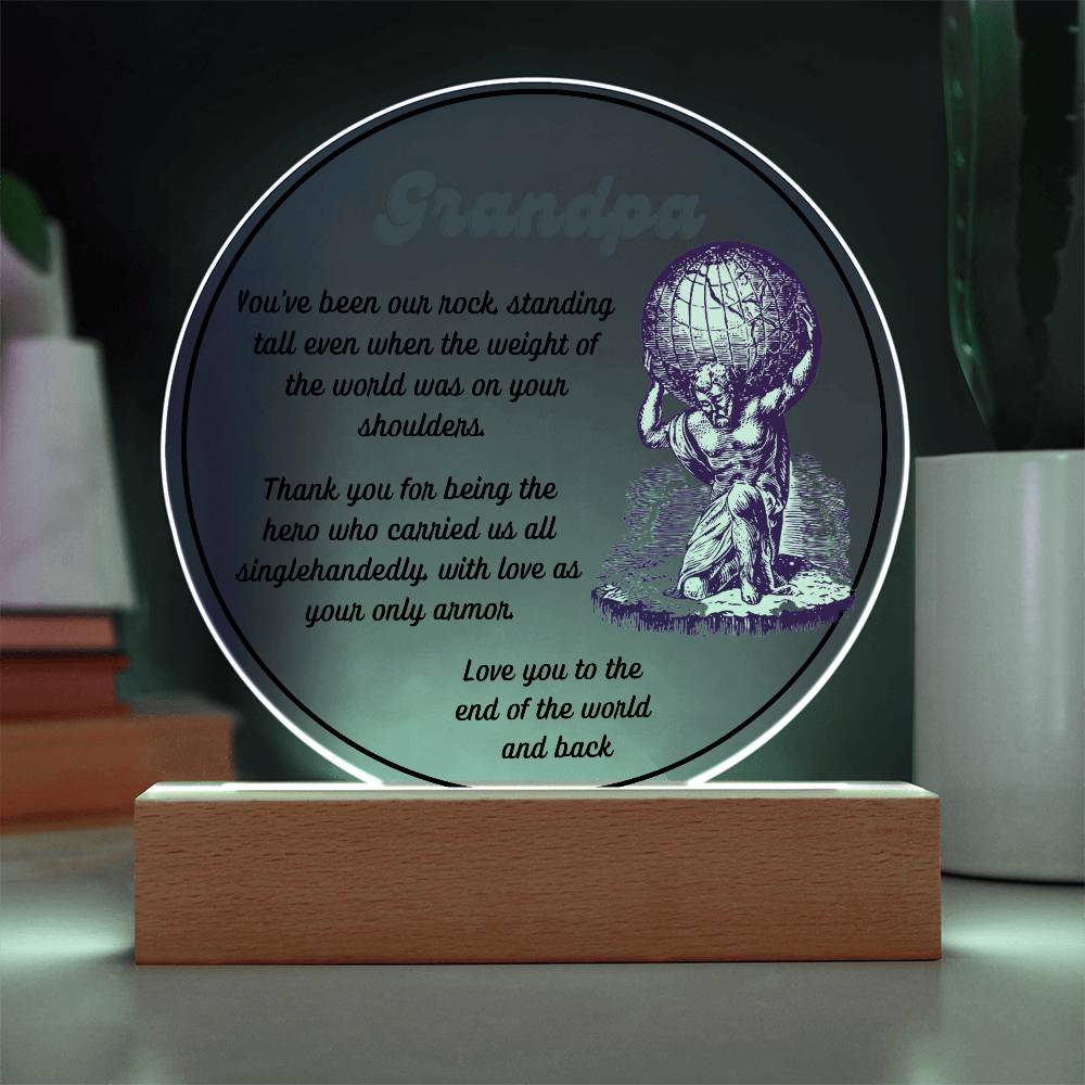 Grandparent day Gift for Gramps | Thoughtful Cute present for Grandpa who has everything | LED Acrylic Plaque | Single Grandpa