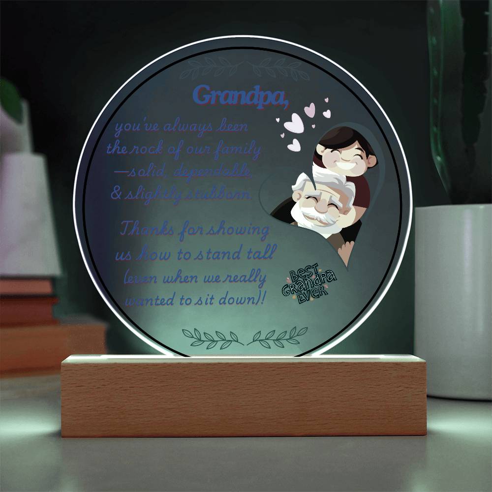 Grandparent day Gift for Gramps | Thoughtful Cute present for Grandpa who has everything | LED Acrylic Plaque | Standing Tall