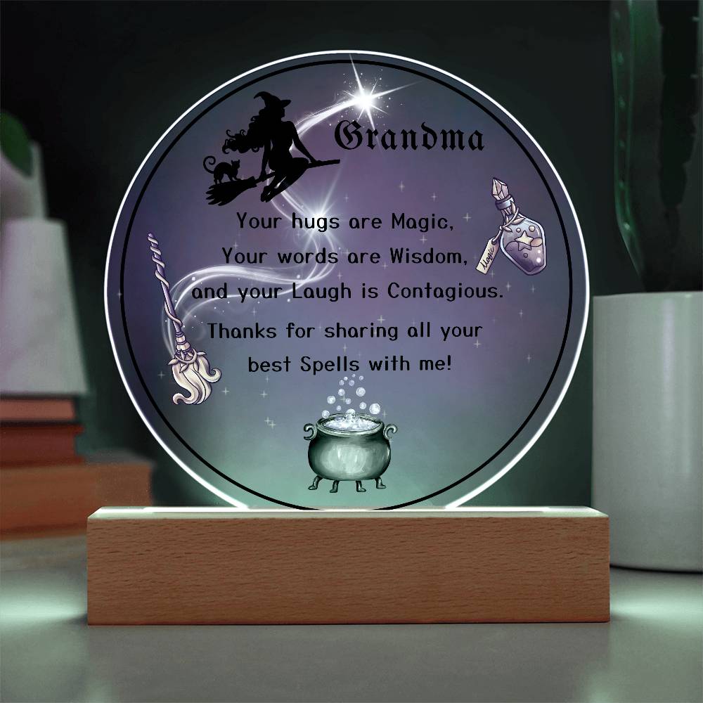 Grandparent day Gift for Nana | Thoughtful Cute present for Grammy who has everything | LED Acrylic Plaque | Magic Spells