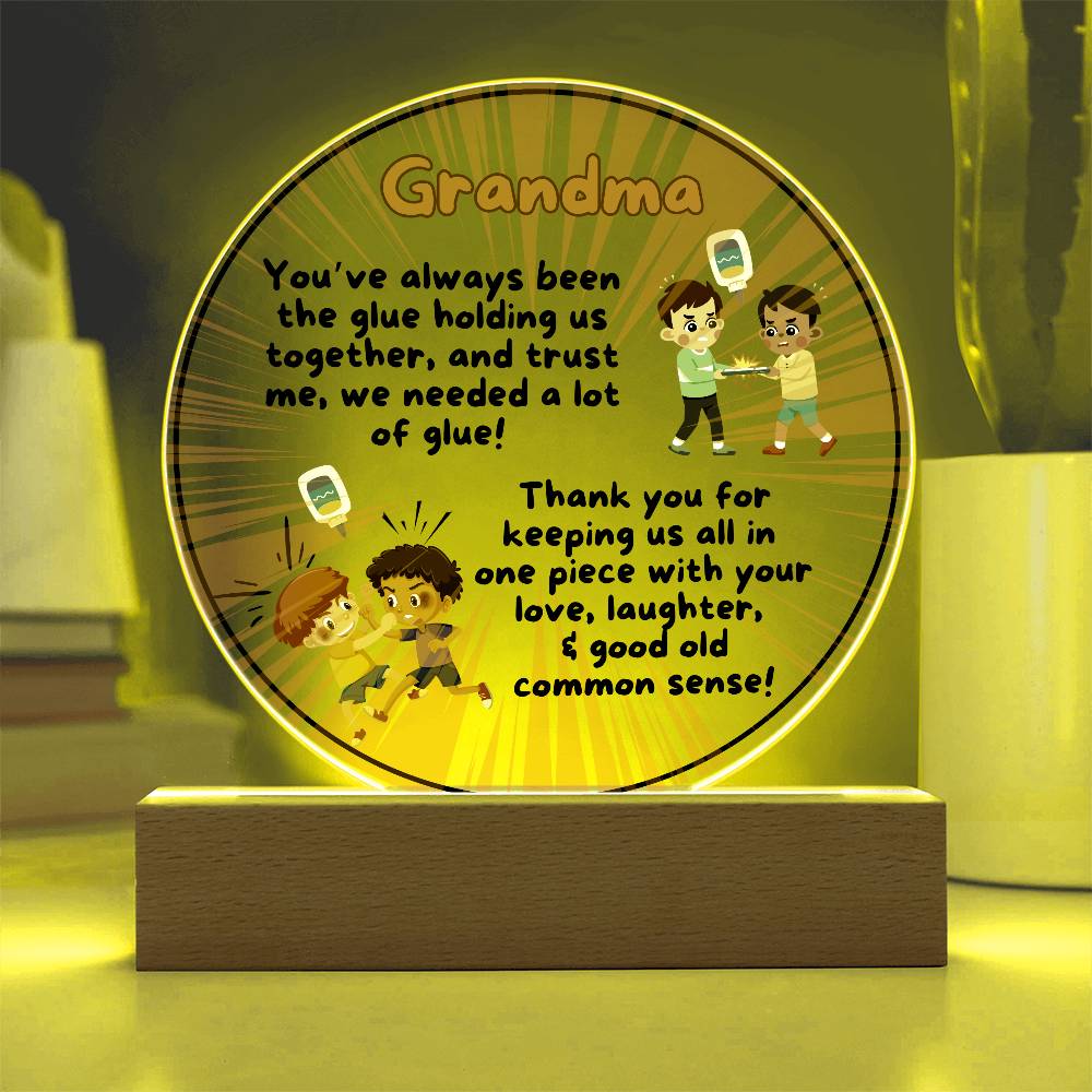 Grandparent day Gift for Nana | Thoughtful Cute present for Grammy who has everything | LED Acrylic Plaque | Common Sense Nonna