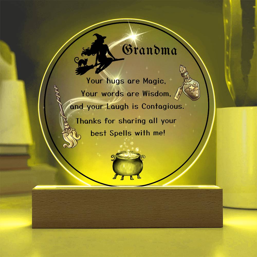 Grandparent day Gift for Nana | Thoughtful Cute present for Grammy who has everything | LED Acrylic Plaque | Magic Spells