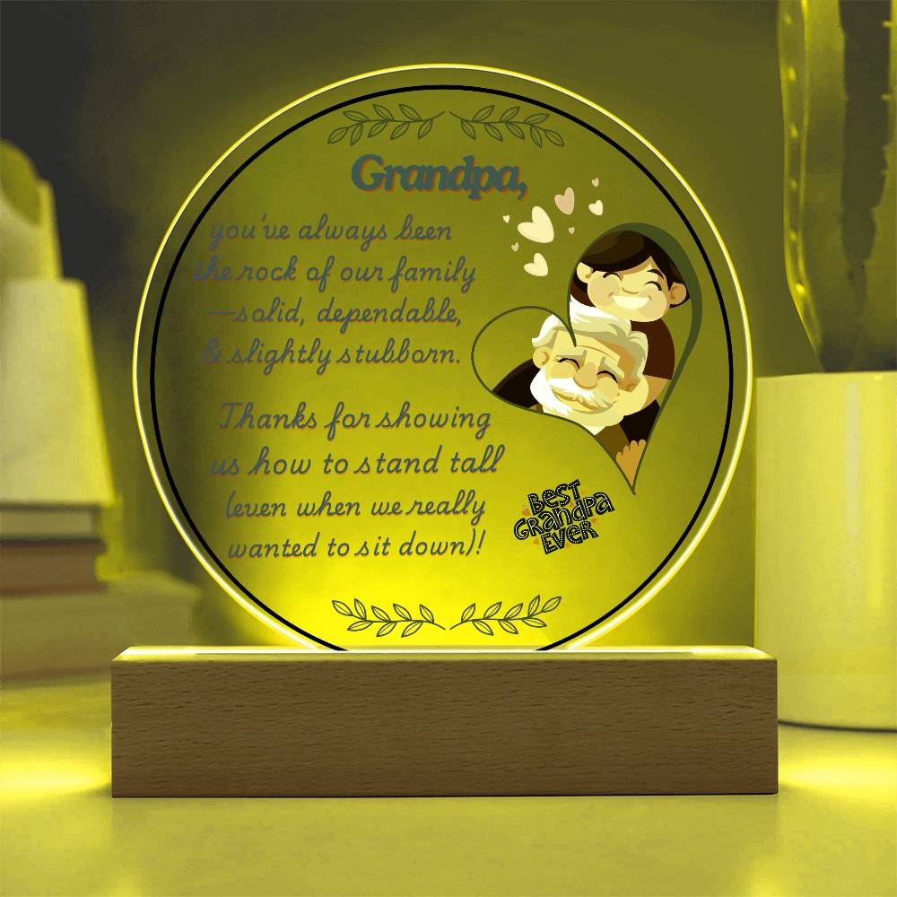 Grandparent day Gift for Gramps | Thoughtful Cute present for Grandpa who has everything | LED Acrylic Plaque | Standing Tall