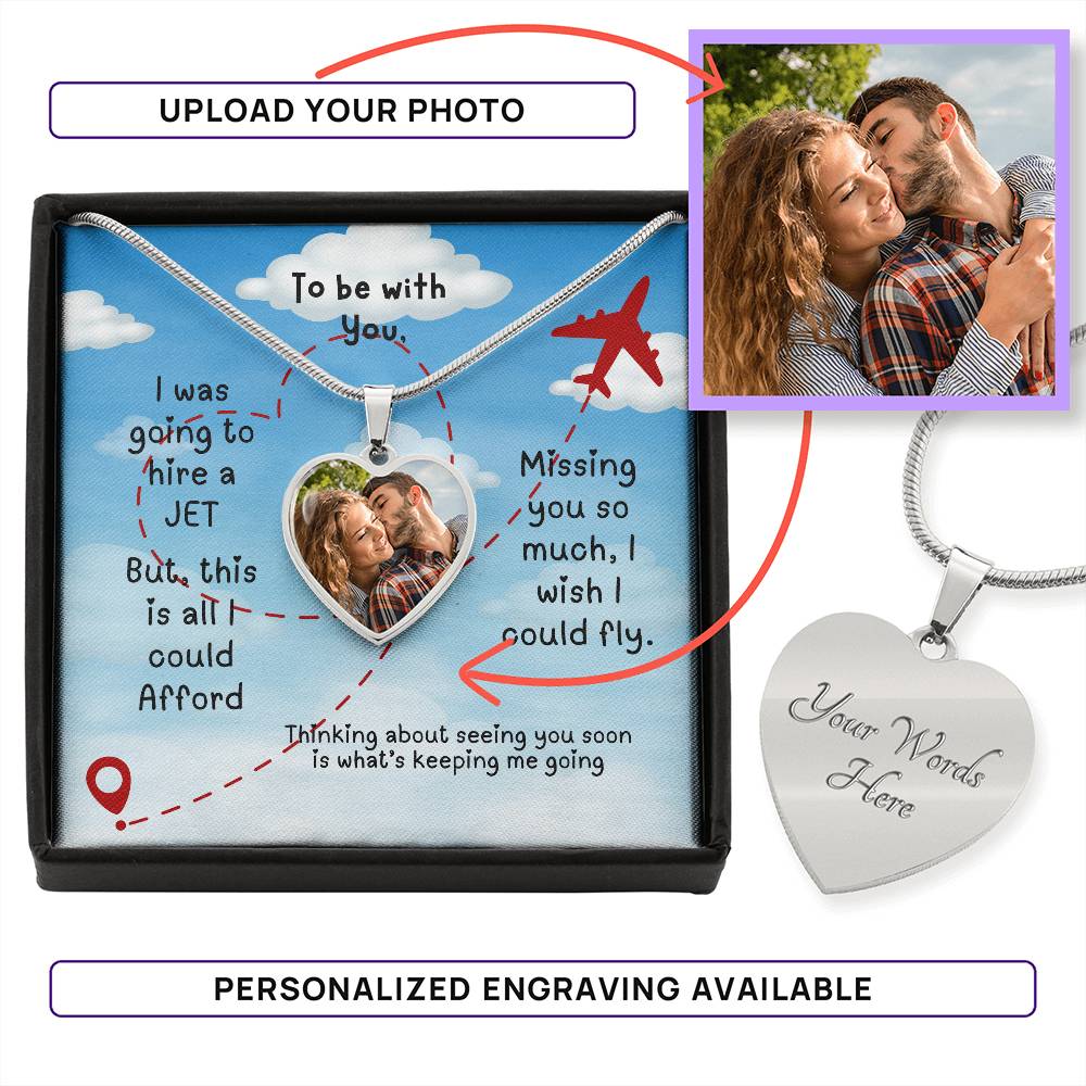 LDR Gift | Long Distance Relationship Gift for Her | Long Distance Love | Cute Funny Gift for Wife or Girlfriend | Photo Pendant | Hire a Jet