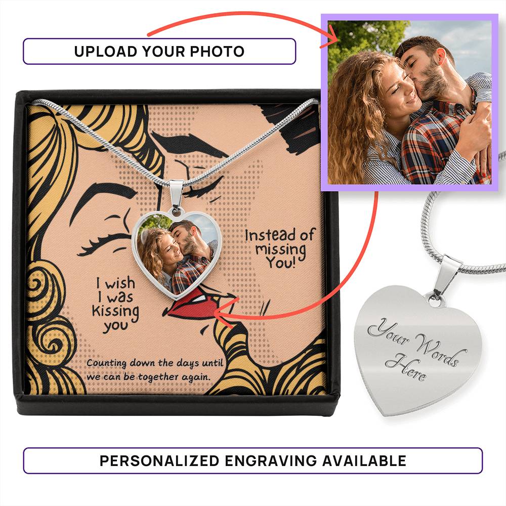 LDR Gift | Long Distance Relationship Gift for Her | Long Distance Love | Cute Funny Gift for Wife or Girlfriend | Photo Pendant | Kissing you