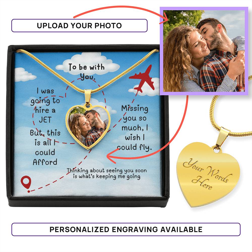 LDR Gift | Long Distance Relationship Gift for Her | Long Distance Love | Cute Funny Gift for Wife or Girlfriend | Photo Pendant | Hire a Jet