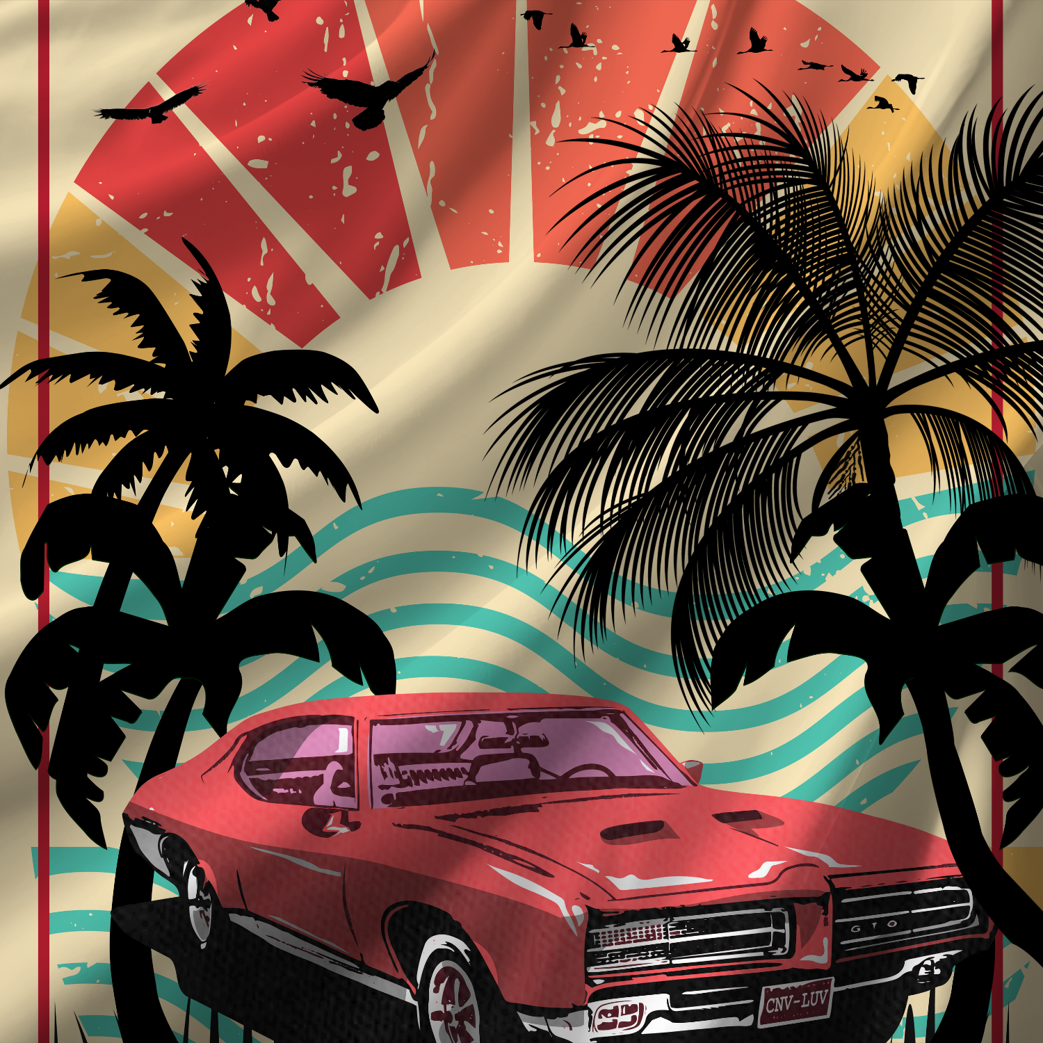 Grandparent day gift for Gramps | Cozy Sherpa Fleece Blanket for Pawpaw | Cool gift for Grandpa who has everything | Sunset Vintage Car