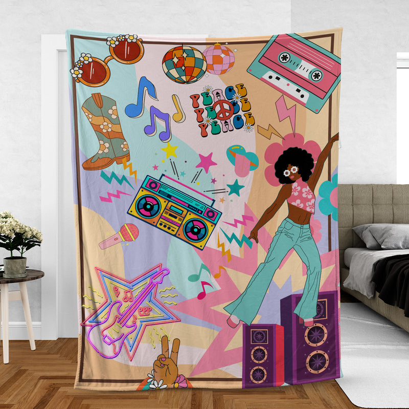 Grandparent day gift for Grandma | Cozy Sherpa Fleece Blanket for MeeMaw | Cool gift for Nana who has everything | Disco Dancing Queen