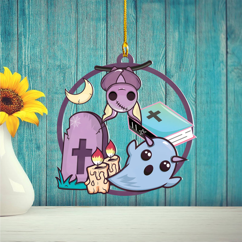 Halloween Decoration Items| Halloween Xmas Decorations | Acrylic Fun Holiday Christmas Décor Ornaments | Cute Kawaii Ghost