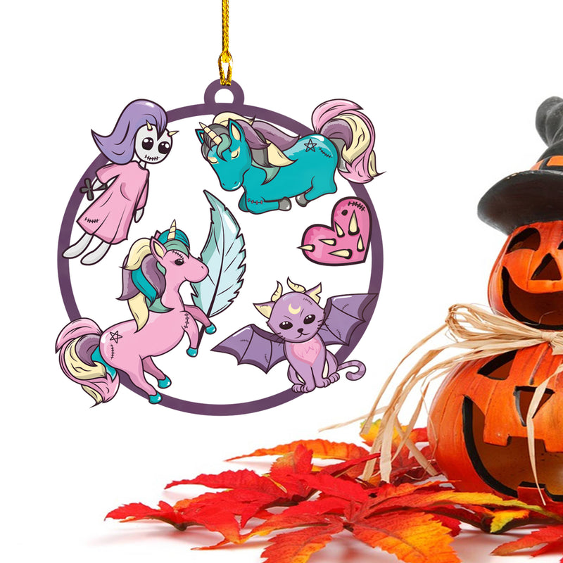 Halloween Decoration Items| Halloween Xmas Decorations | Custom Acrylic Fun Holiday Christmas Décor Ornaments | Cute Kawaii Unicorn