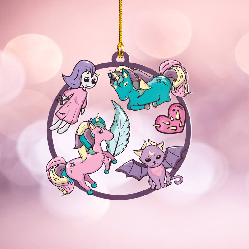 Halloween Decoration Items| Halloween Xmas Decorations | Custom Acrylic Fun Holiday Christmas Décor Ornaments | Cute Kawaii Unicorn