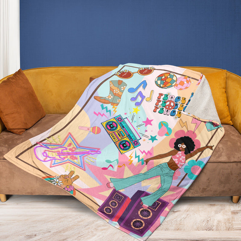 Grandparent day gift for Grandma | Cozy Sherpa Fleece Blanket for MeeMaw | Cool gift for Nana who has everything | Disco Dancing Queen