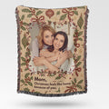 Personalized vintage Christmas photo blanket for Mom with custom family picture