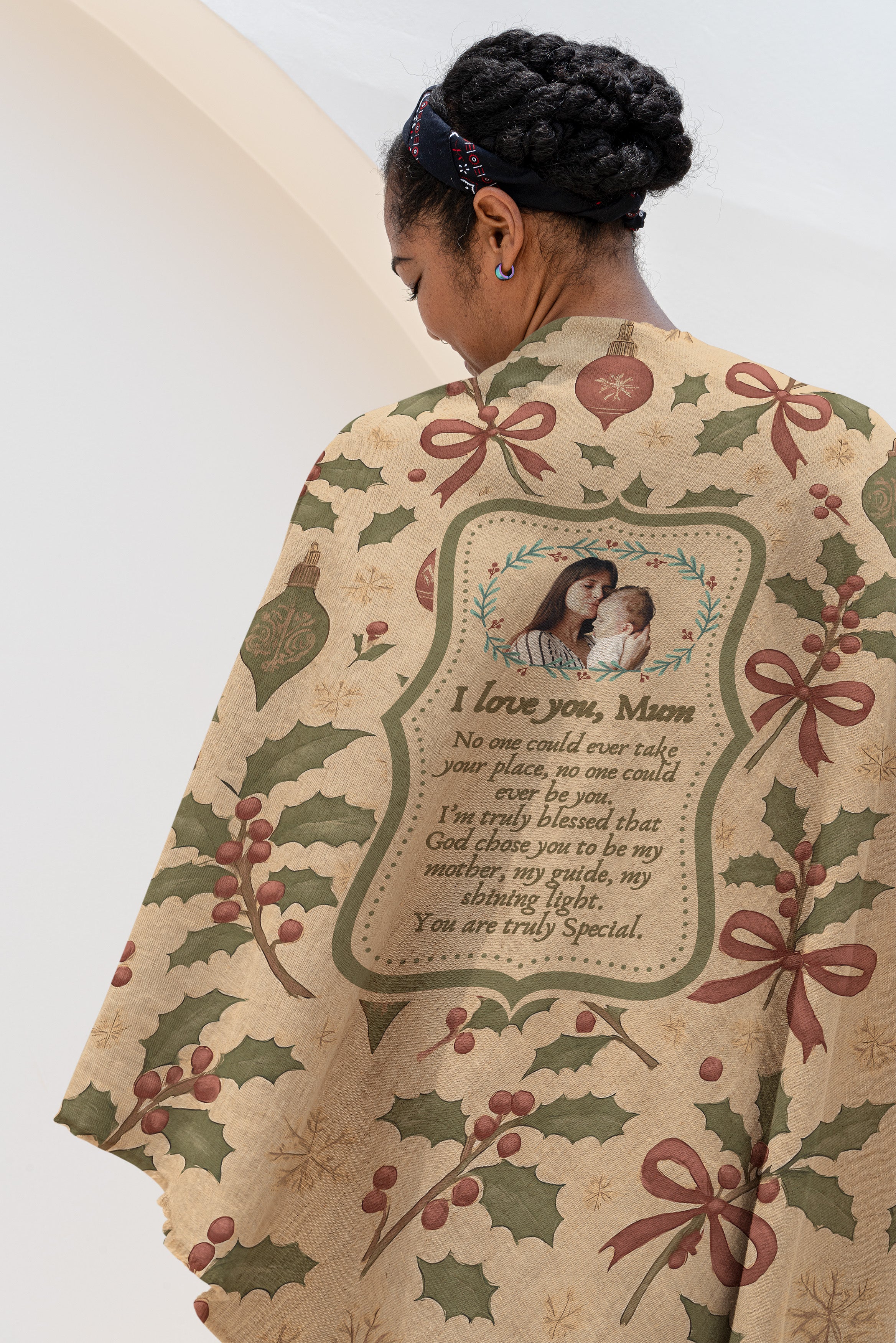 Personalized Keepsake | Heartwarming Gift for Christmas| Luxurious 100% Cotton Woven Tapestry Blanket Throw | Photo Blanket for Mom