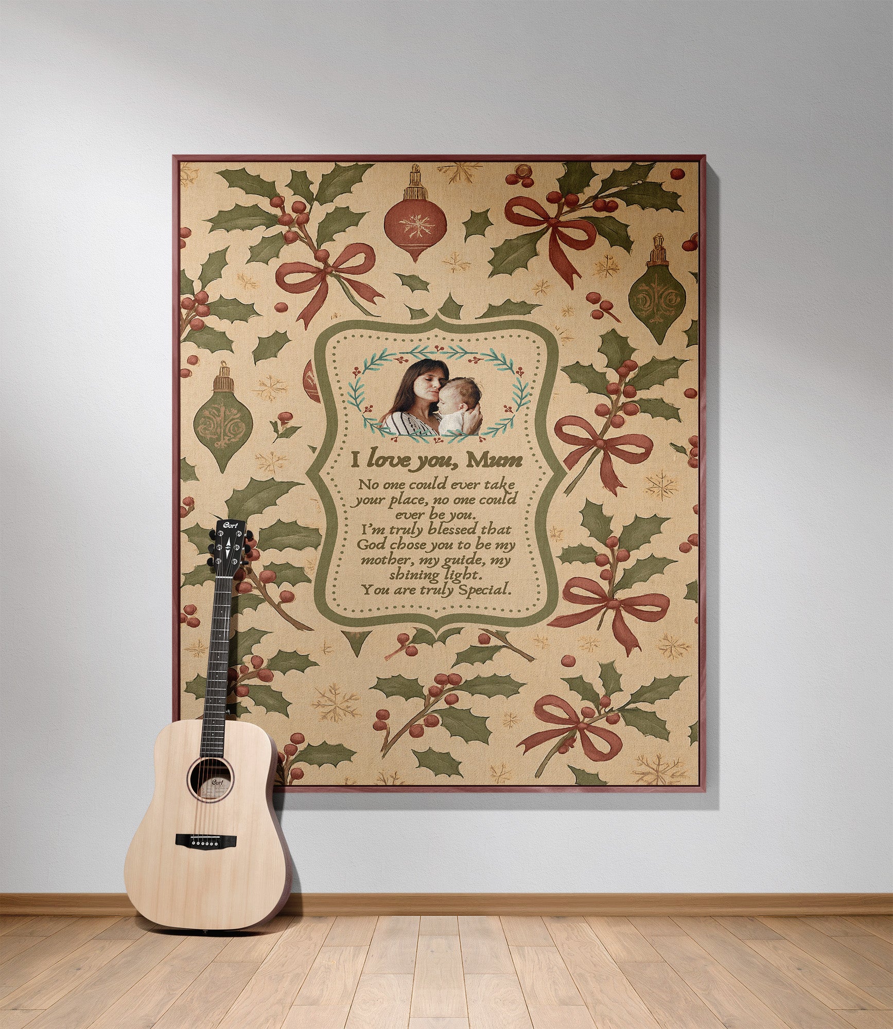 Personalized Keepsake | Heartwarming Gift for Christmas| Luxurious 100% Cotton Woven Tapestry Blanket Throw | Photo Blanket for Mom