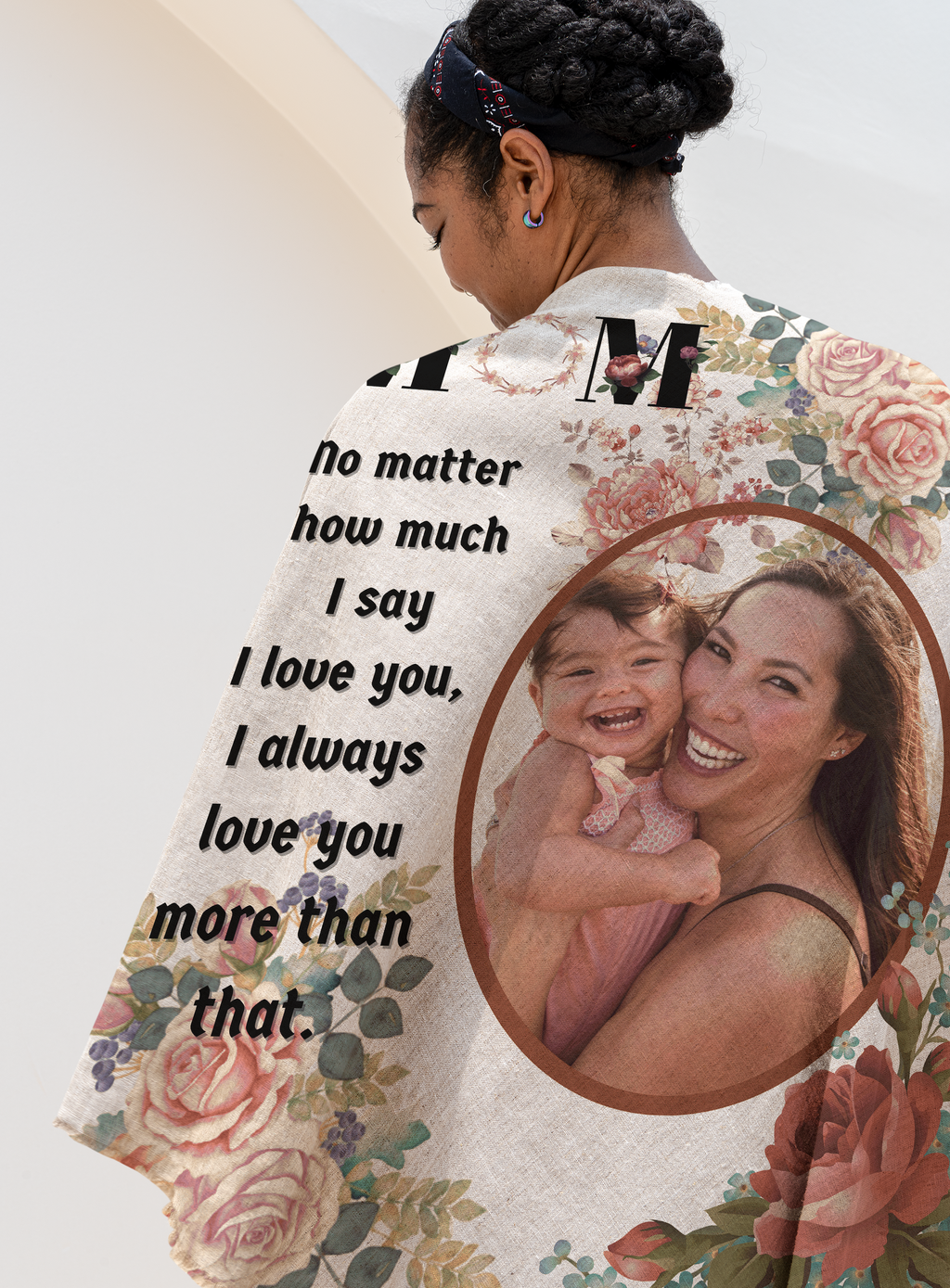 Personalized Heartwarming Gift to Mom | Luxurious 100% Cotton Woven Tapestry Throw | Photo Blanket