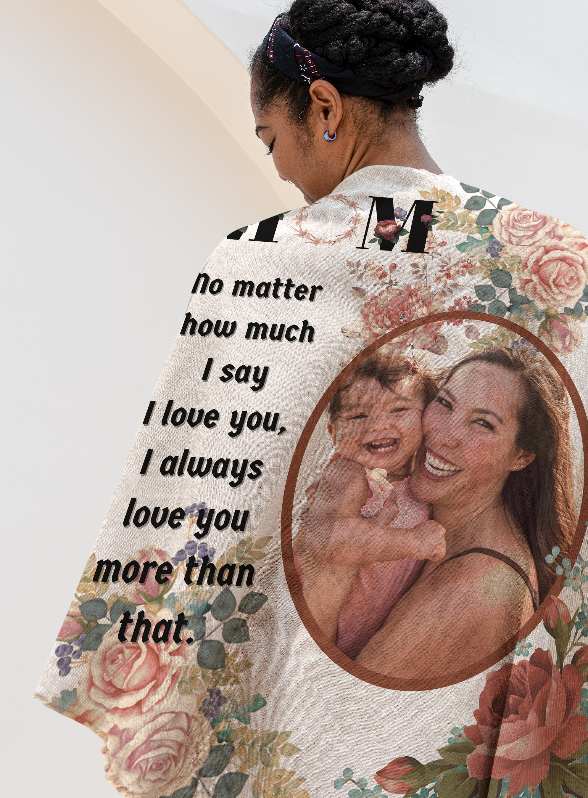 Personalized Heartwarming Gift to Mom | Luxurious 100% Cotton Woven Tapestry Throw | Photo Blanket