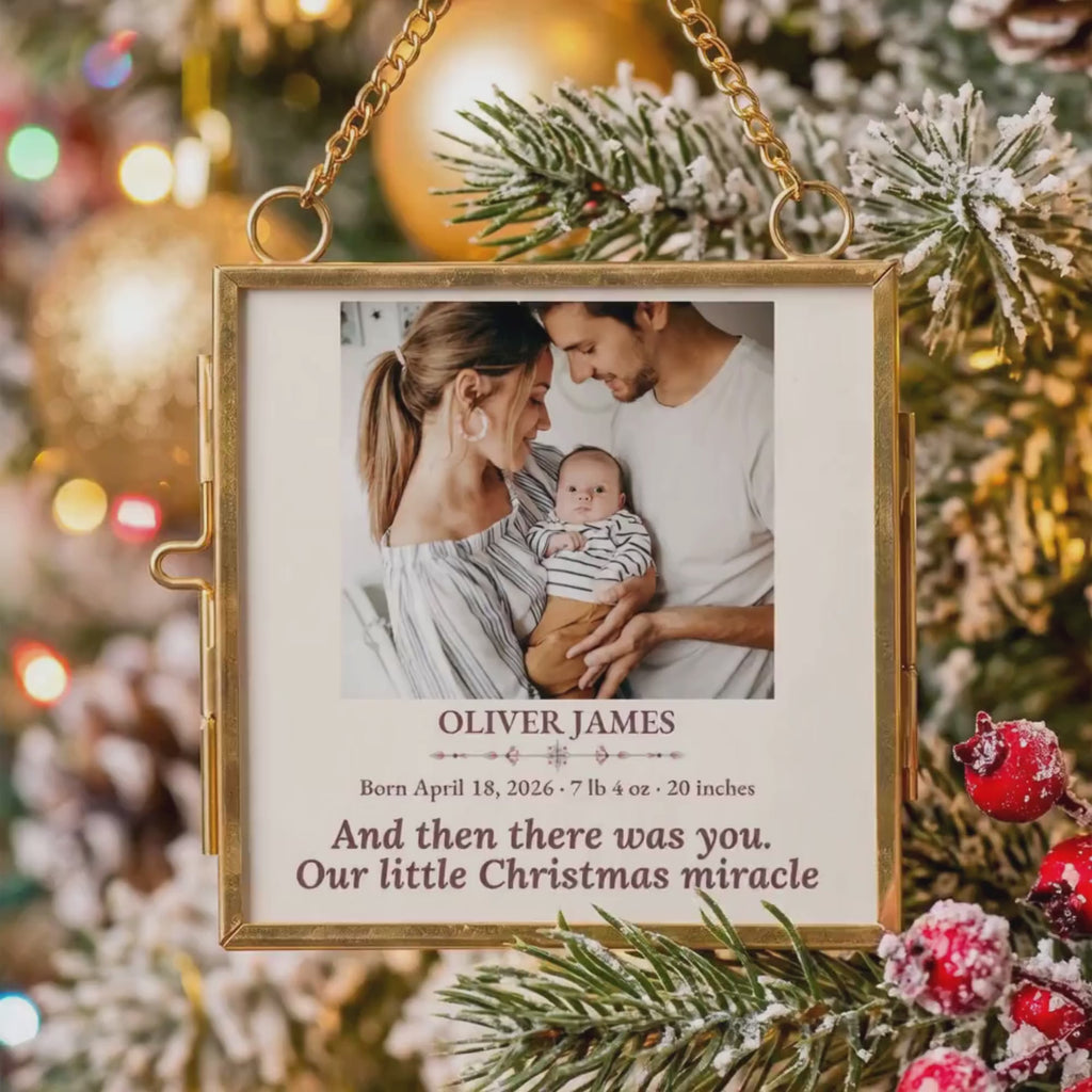 Personalized Baby's First Christmas Ornament 2026 – Double-Sided Photo Keepsake