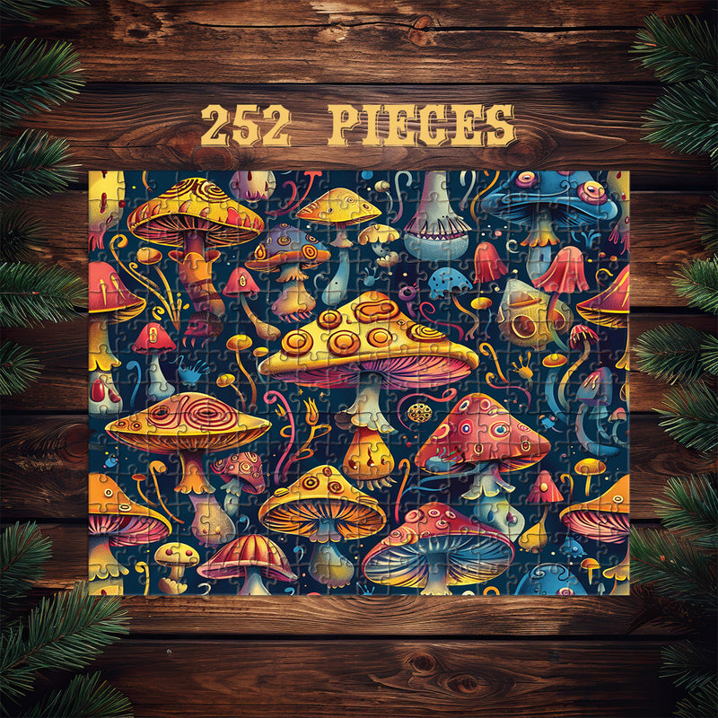 Wooden Jigsaw Puzzle Games for Adults and Teens | Cherished Fun Family time activity for Game nights | Psychedelic Mushrooms