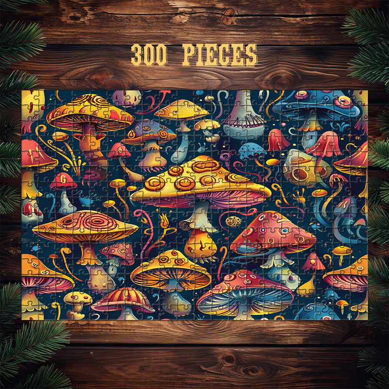 Wooden Jigsaw Puzzle Games for Adults and Teens | Cherished Fun Family time activity for Game nights | Psychedelic Mushrooms