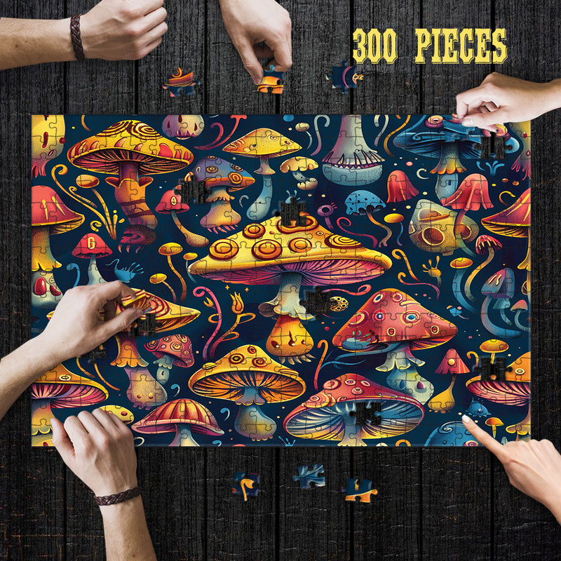 Wooden Jigsaw Puzzle Games for Adults and Teens | Cherished Fun Family time activity for Game nights | Psychedelic Mushrooms